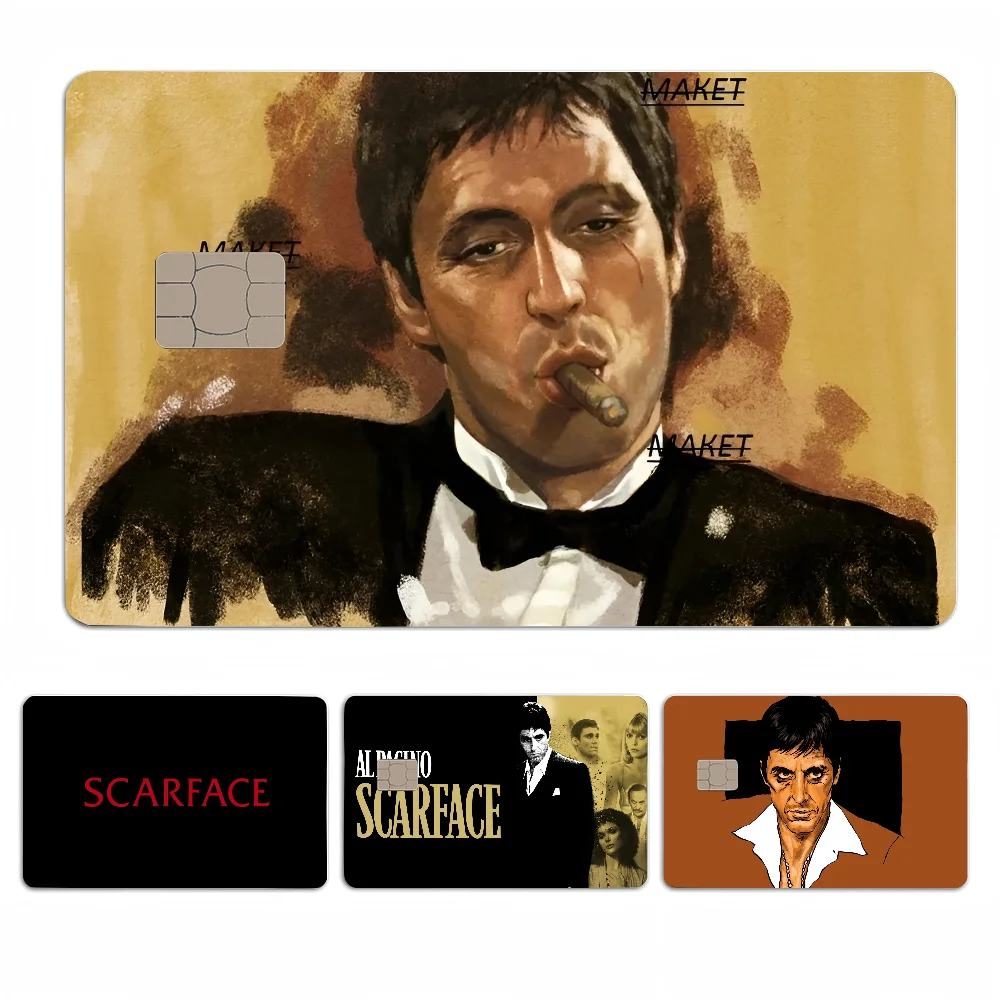 S-Scarface 1983 Film Al P-Pacino Film Anime Cartoon Aufkleber Film Skin für Kreditkarte Debit Bank Bus Karte