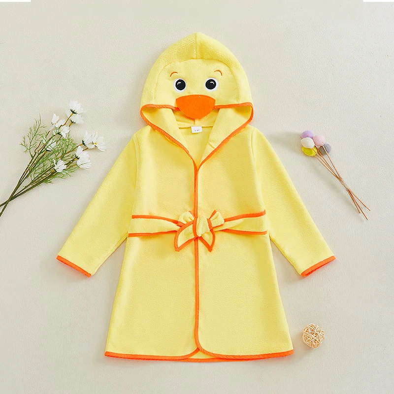 Baby Hooded Towel Cute Duck Bath Towel Cape Pool Poncho Quick Dry Absorbent Bathrobe