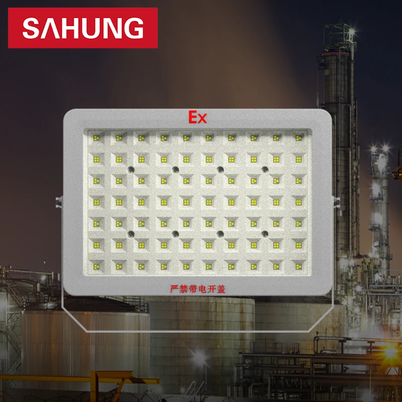Oil Gas Lighting 150W Explosion-Proof LED Flood Light IP65 Waterproof Dustproof ATEX Certified Ex IIC T4 Aluminum Glass