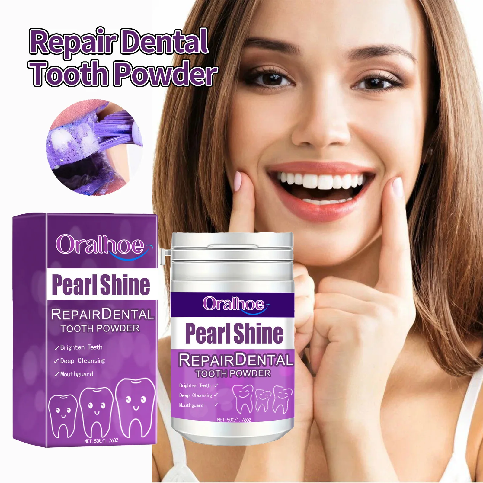 

9D Purple Teeth Powder - Whitening, Cleaning & Scented Teeth | Stain Remover Tooth Powder 80g