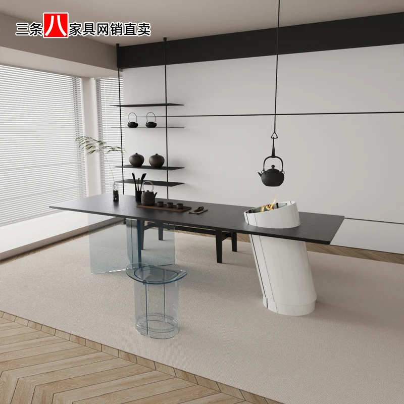 Modern and simple reception solid wood table bench light luxury reception art reception tea table
