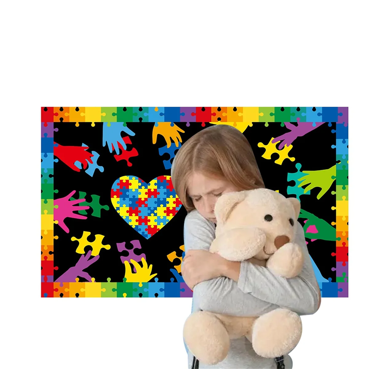 180 x115cm fotografia sfondo tessuto World Autism Day Banner sfondo Decor Party Scene Setup sfondo tessuto