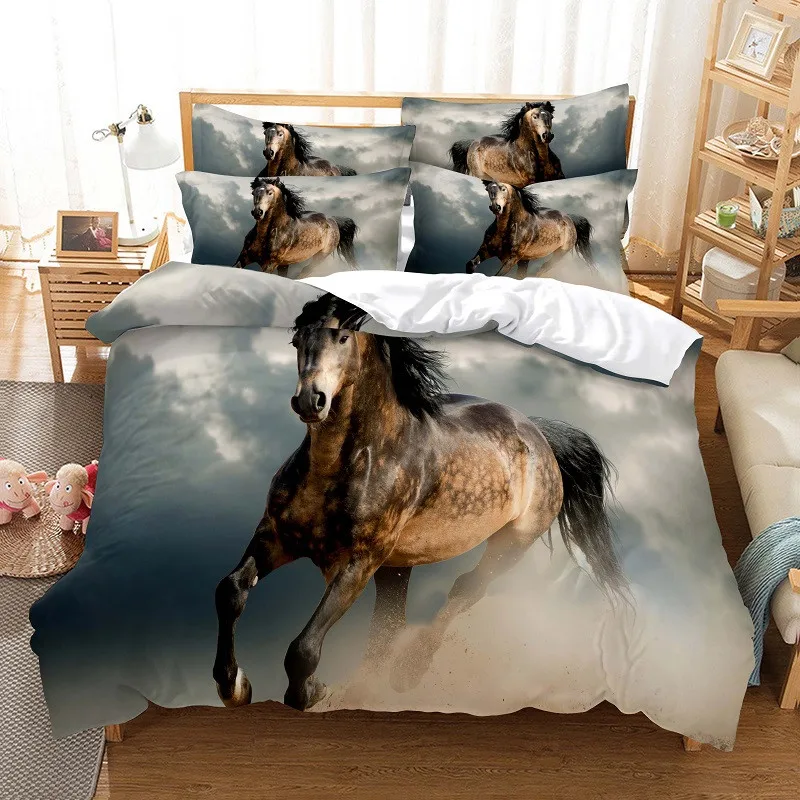 

3D Digital - Printed Krieg Pferd Pattern Bedding Set - New Arrival! Duvet Cover with Quilt Cover, Fashion - Design Bed Linen