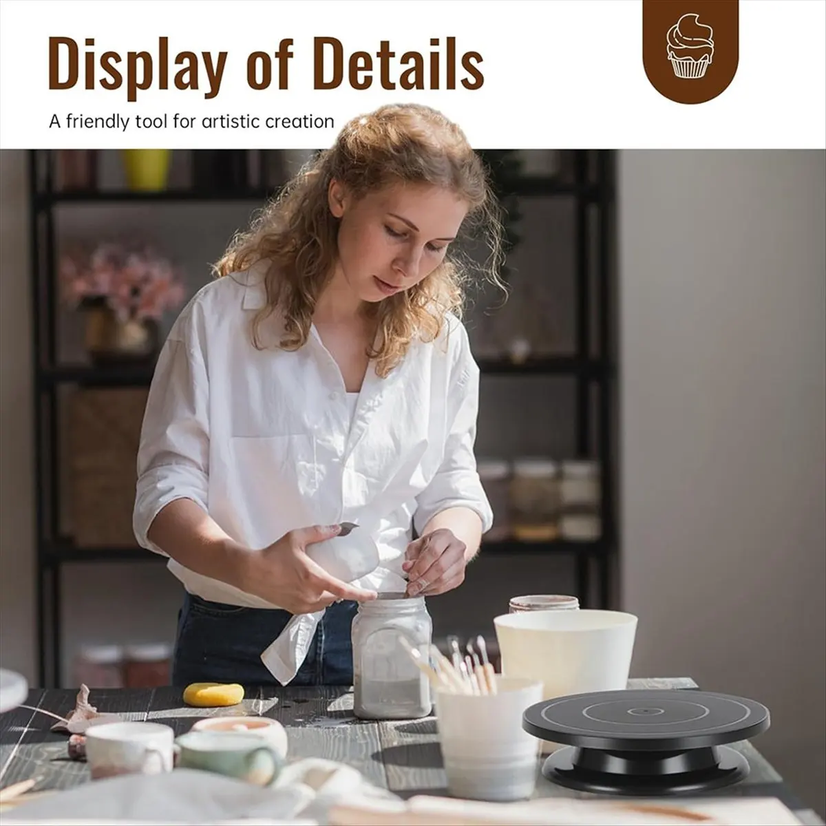 

Reliable- 11 Inch Revolving Cake Turntable - Light Weight Black Painting Spinner for Decorating and Display