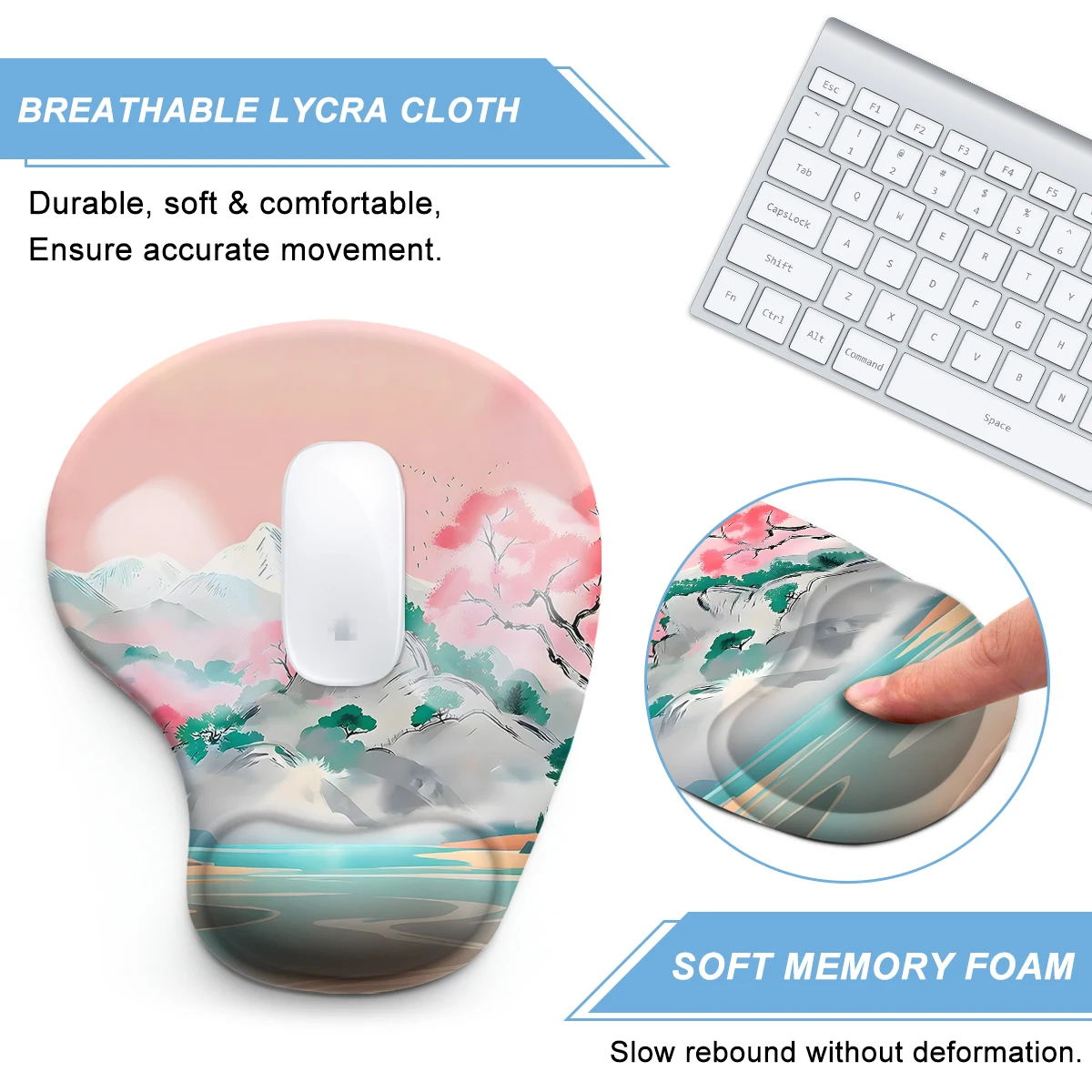 1pc A Delightful Landscape Mouse Pad Wrist Ergonomic Soft Anti-Slip Wrist Rest Support Mat Computer Mouse Pad for Office  PC