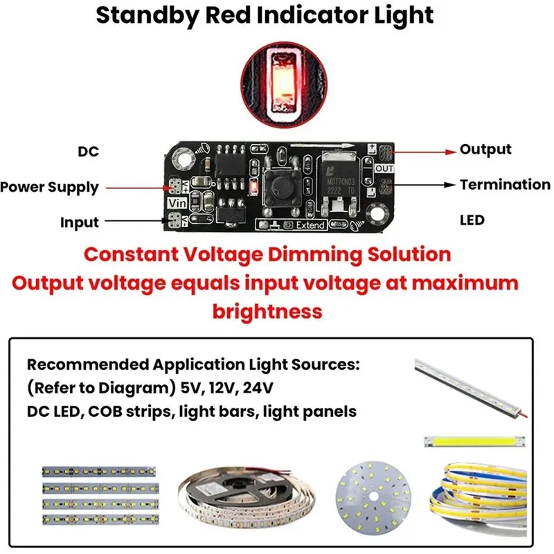 A24U LED Strip Driver Module PWM Stepless Dimming DC 5-24V LED Controller For LED COB Light Strip