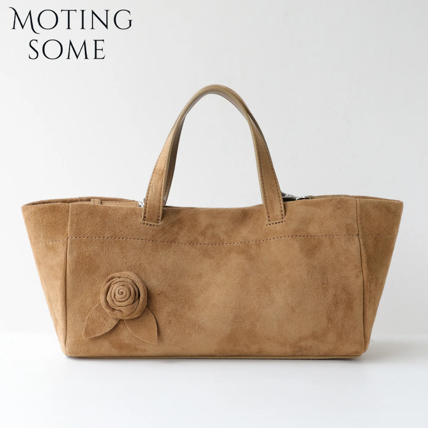 MOTINGSOME 2026 NEW Winter Bags Suede Bag Woman Handbag with Rose Decor Large Capacity Shoulder Crossbody Daily Purse Tote