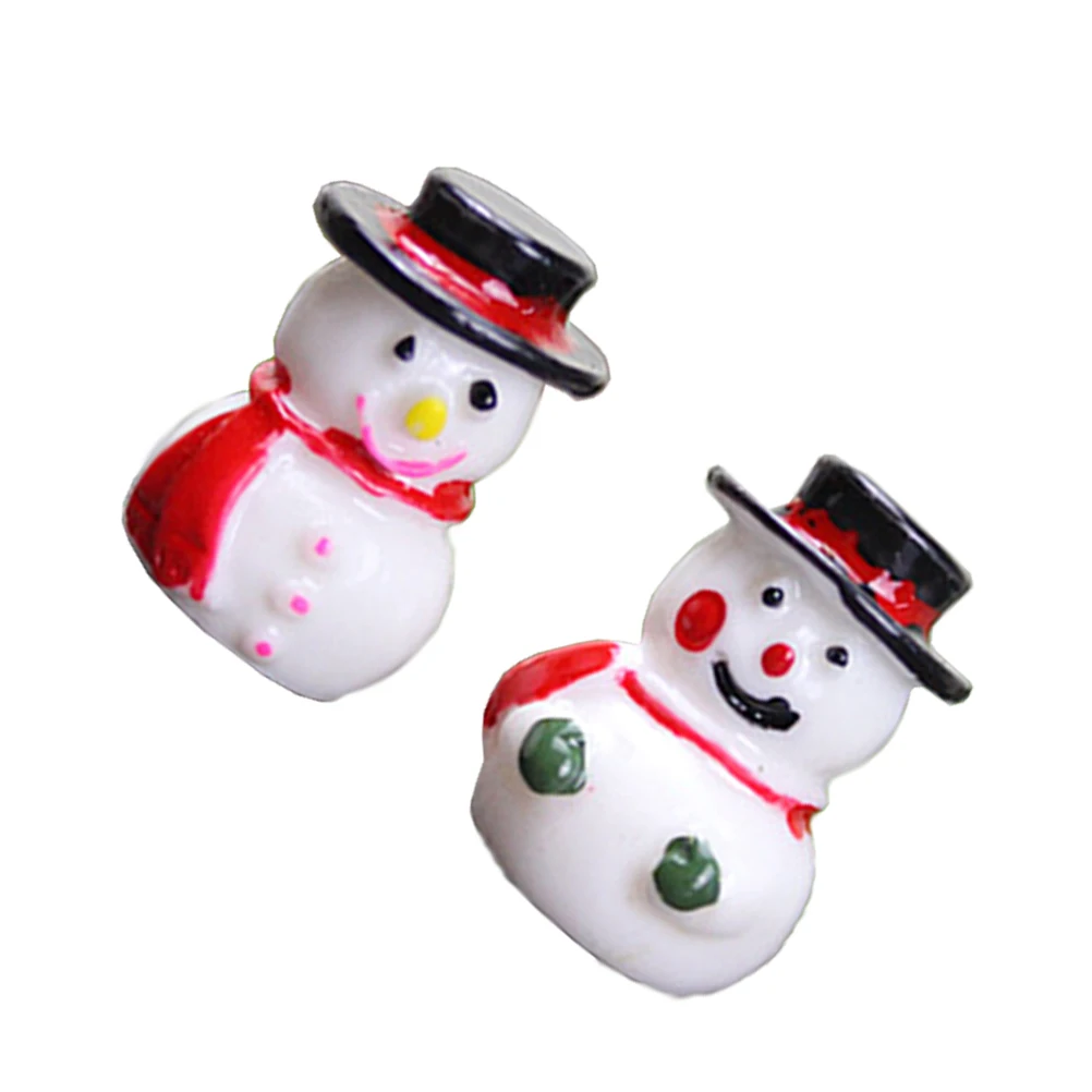 

2 Pcs Snowman Ornaments Adorable Resin Crafts Christmas Desktop Plant Pot Fairy