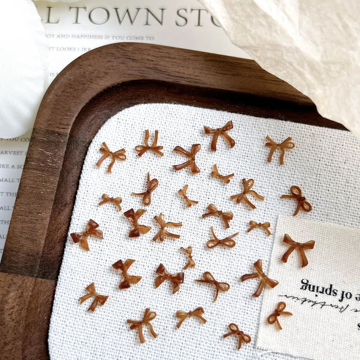 60 pçs criativo translúcido onda laço decorações da arte do prego fosco marrom colorido bowknots série outono inverno encantos do prego diy