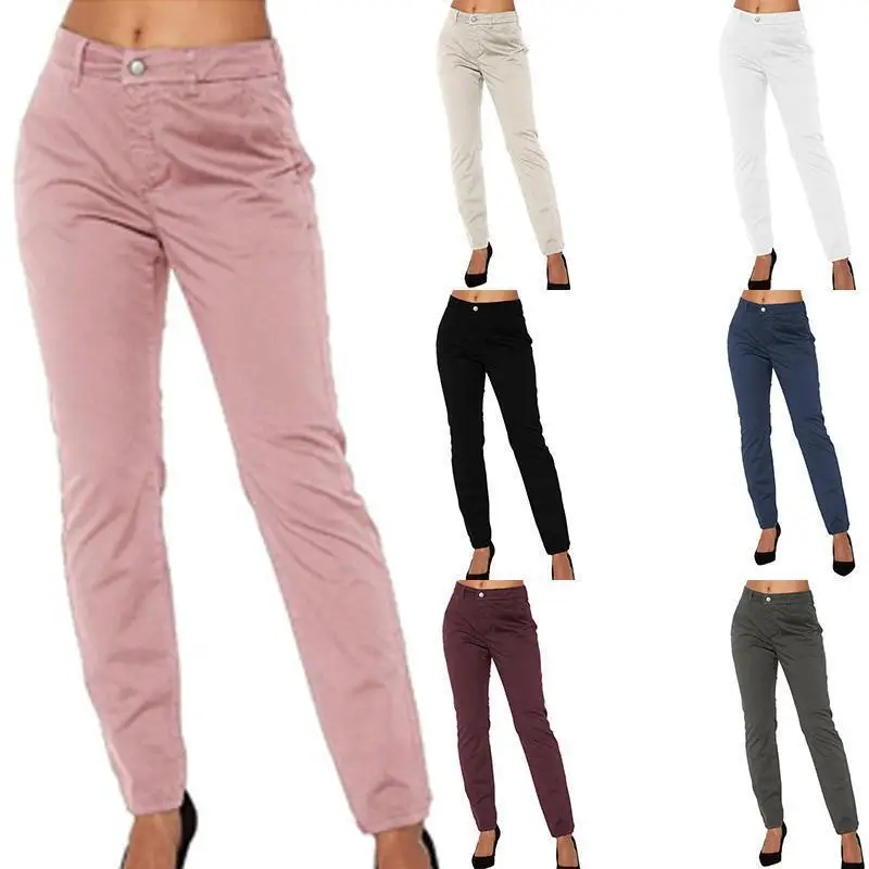 Slim Women's Pants High Waist Trousers Fashionable Long Trousers for Ladies Comfortable Fit Workwear Polyester Fabric