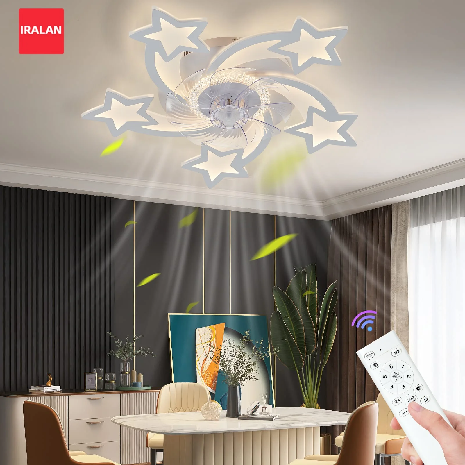 Modern Ceiling Lights Fan Star Shape Lighting Decoration Bedroom Living Room Lamp Fans Cool 6-speed Silent Electric Fan