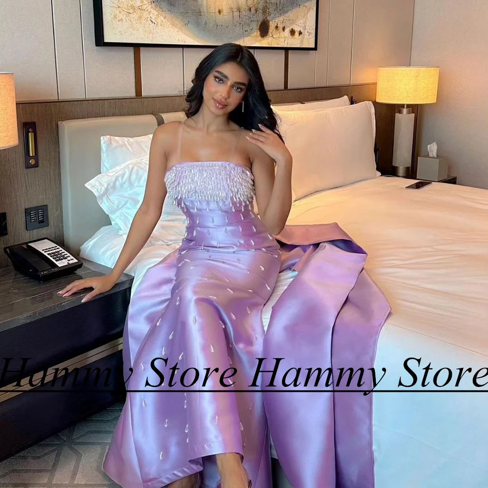 

Yipeisha Lilac Evening Dress Saudi Arab Prom Gown Strapless with Shawl Crystals Mermaid Party for Wedding Banquet