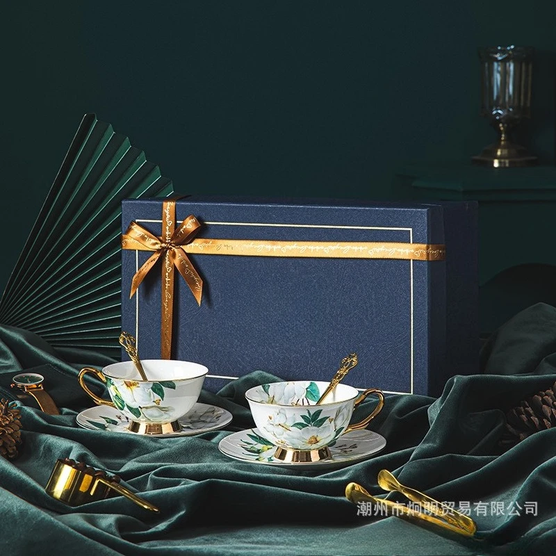 

Premium Bone China European Coffee Cup and Saucer Set British - style Tea Cups Elegant Afternoon Tea Gift Box for Home Use