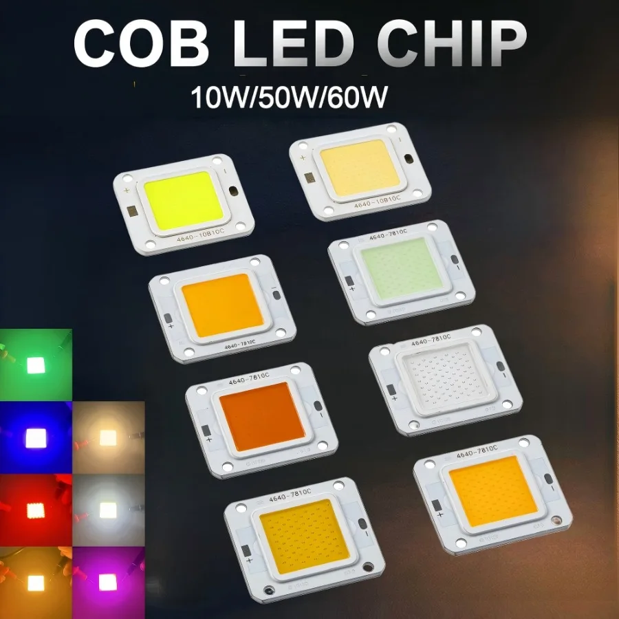 7 Colors LED COB Chip DC27-36V  10W 50W 60W  120° Beam Angle DIY Flood Light Bulb Outdoor Spotlight Landscape lighting Parts