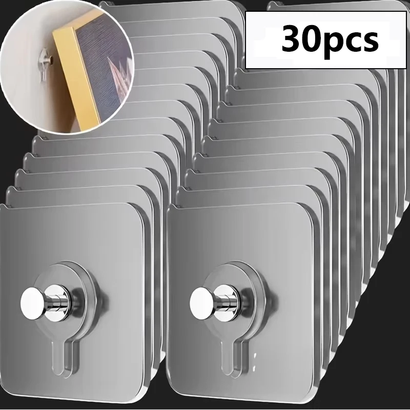 Self-Adhesive Hook Strong Adhesive Picture Frame Nails Hook Transparent Seamless Wall Hangers Hanging Clock Wall Sticker Holder