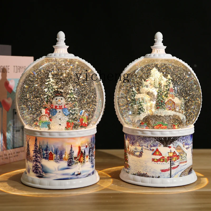 

FY Christmas snowflake ball rotating music box Christmas tree snowman ornament gift