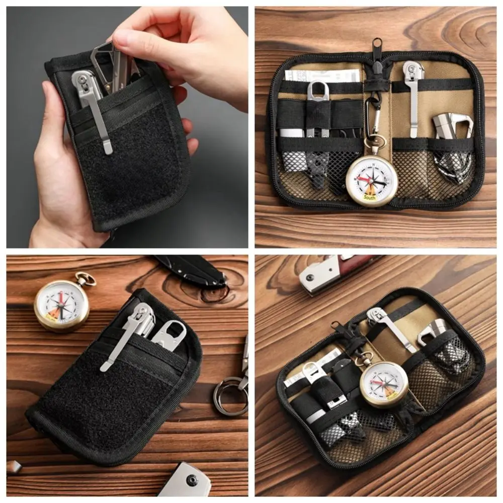

Credit Card Wallet EDC Tool Storage Bag Sundries Bag Nylon Material EDC Pouch Pocket Multifunctional Black Color