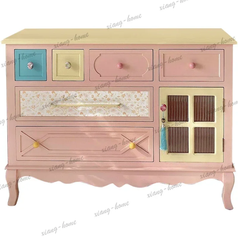 PG Design Colourful Bedroom Cabinet French Style Storage Creative Wood Bedroom Cabinet Minimalist Movei Para Casa Furniture