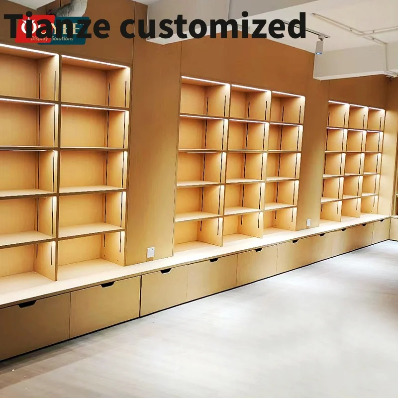 Customized-Factory Custom Retail Shelf Shop Design Bookstore Display Shelves Library Layout Library Furnitures Bookcase