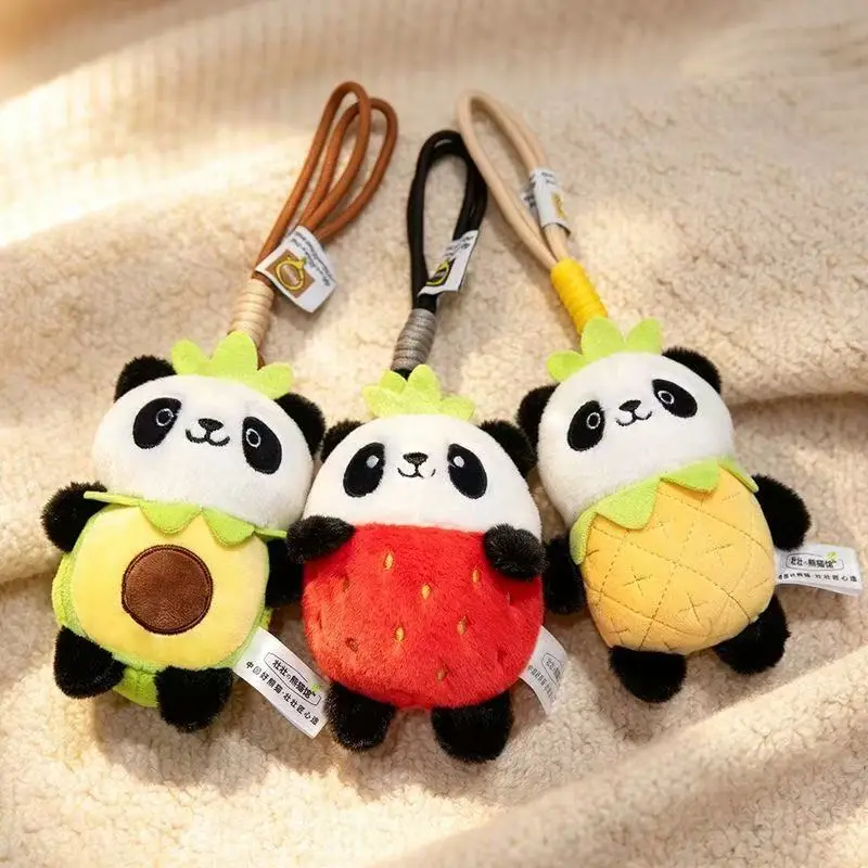 Cute Kawaii Panda Plush Keychain Soft Stuffed Panda Bag Charm Chinese Style Backpack Hanging Pendant Ornament Gift Girls Teens