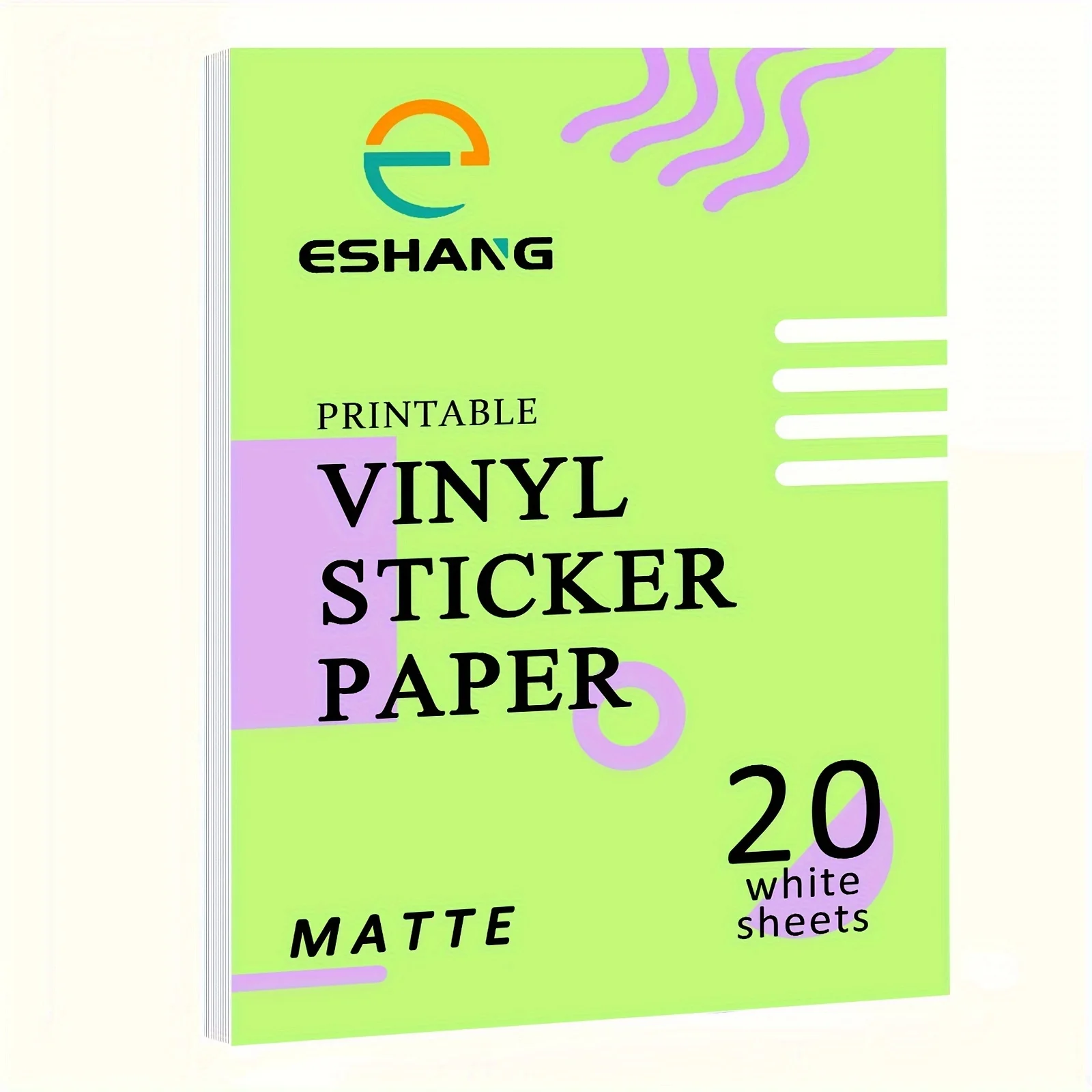 ESHANG Size:A4(8.3×11.7inch) 20 Sheets Premium Matt Vinyl Sticker Paper for Inkjet Printer Self-Adhesive Sheets 210×297mm