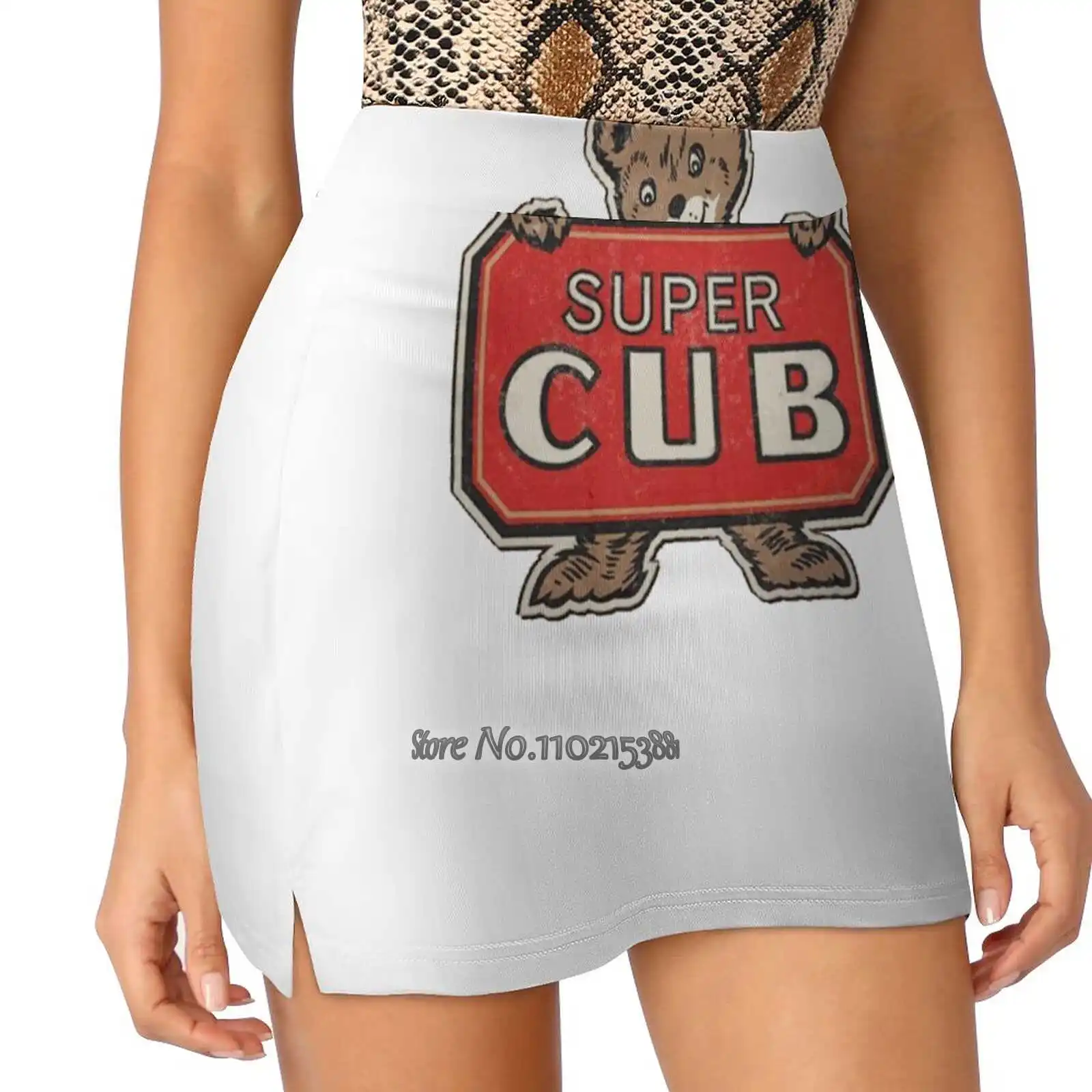 Super Cub Fake Two-Piece Hakama Skirt Women Pencil Skirts Workout Sports Mini Skirt Bear Cub Vintage Piper Aviation Plane Logo