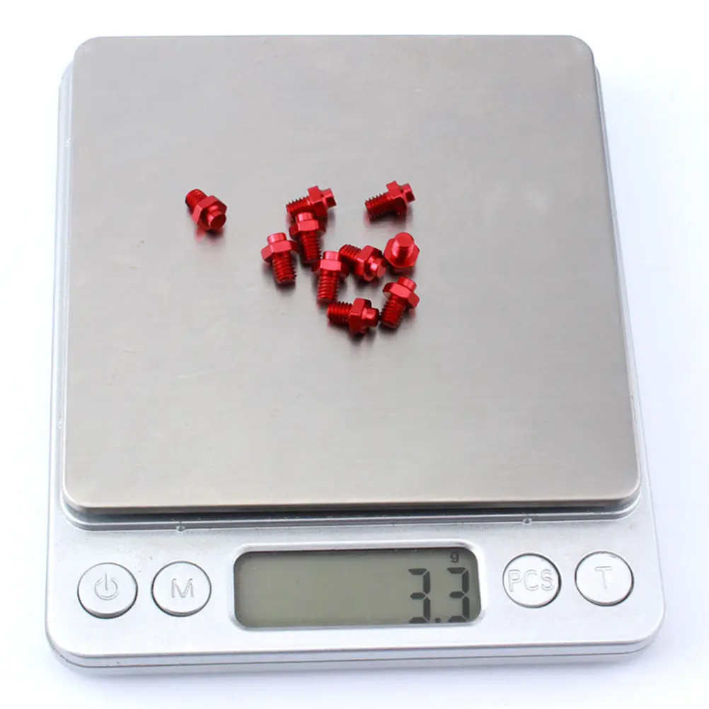 

10 шт. красных противоскользящих шипов для педалей велосипеда, алюминиевые, высокой твердости, полированные, с вакуумным покрытием, устойчивые к коррозии