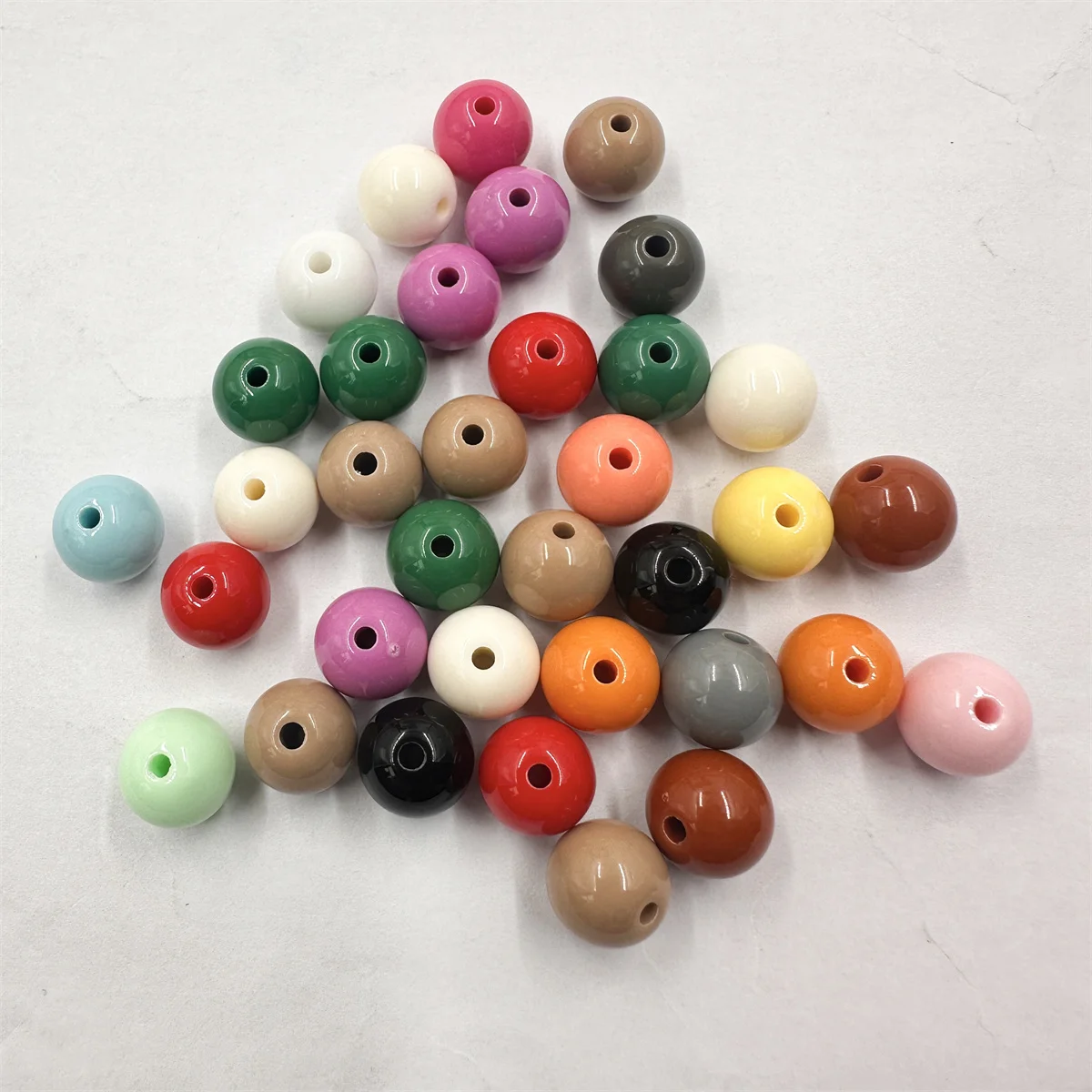 50PCS 10mm Round Solid Color Opaque Loose Beads Multicolor DIY Jewelry Making Material Wholesale