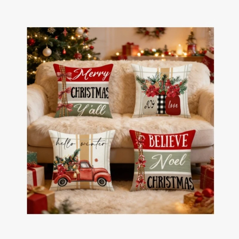 Cute And Funny,Breathable Linen Throw Pillow,Christmas Throw Pillow Best-Selling Sofa Cushion For Living Room,Free Shipping.