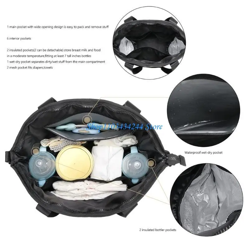 Diaper Bag Pushchair Hanging Bag Solid Color Shoulder Bags Large Capacity Mom Bag Crossbody Bag Multiple Compartment