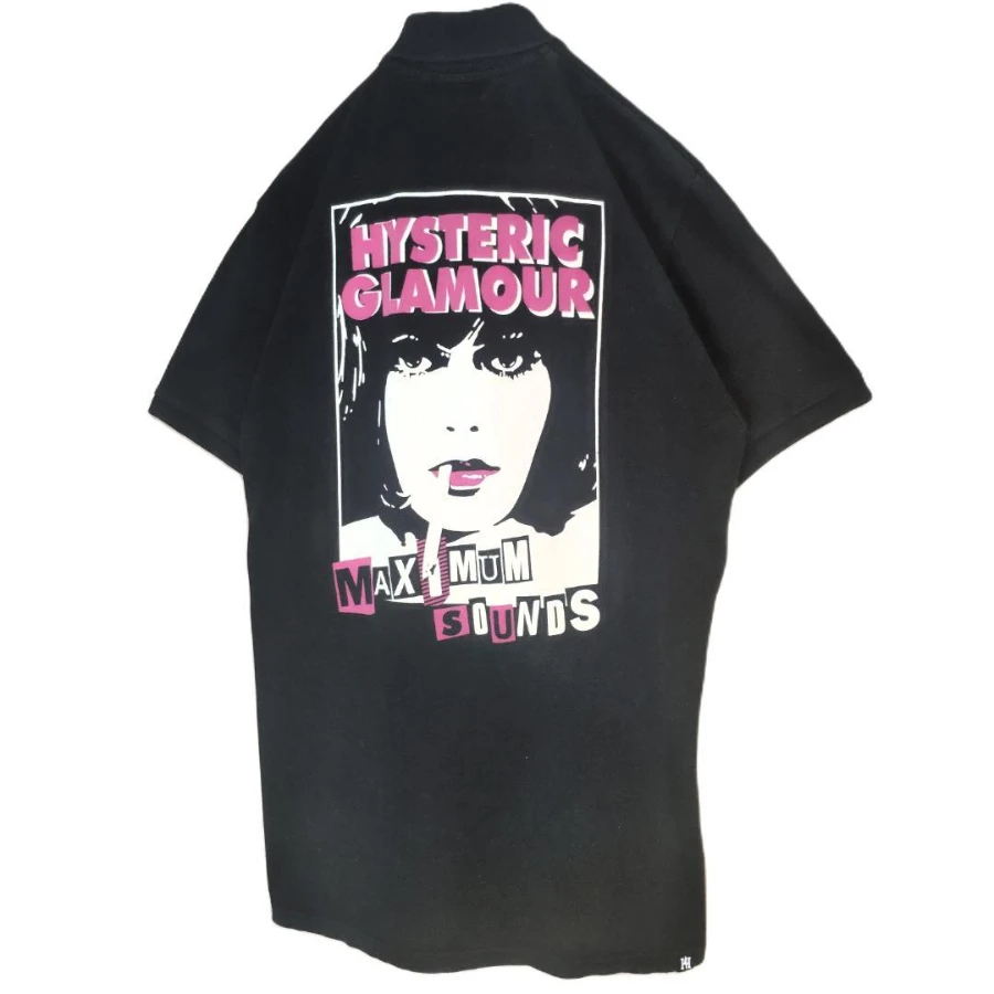 Hysteric Glamour “HYS GIRL” Multicolor Print Polo Shirt Black Oversized Summer New Women's Vintage Breathable Tee Streetwear