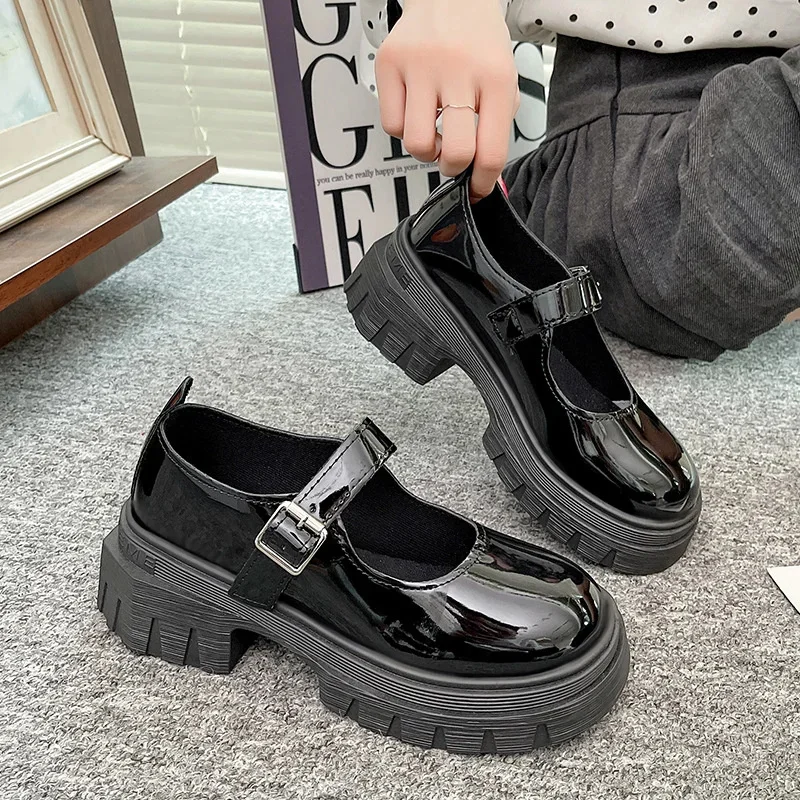 Mary Jane Shoes Y2K Brown Sweet Japanese JK School Style Thick Sole Leather Shoes Retro British Girl Platform Loafers Gift New 3