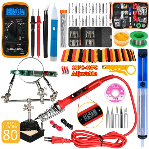 전자 수리 도구 용접 도구 키트에 대 한 110V 220V XL830L 멀티 미터와 호환되는 80W 납땜 인두 키트