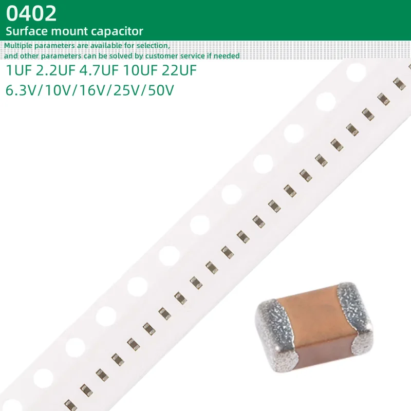 100 Stks/partij Opbouw Condensator 0402 Pakket 1Uf 2.2Uf 4.7Uf 10Uf 22Uf 6.3V/10V/16V/25V/50V 10%/20%