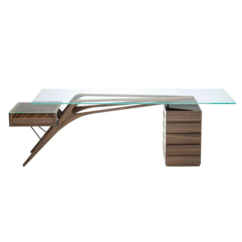 Single person design desk Cavour Desk Solid wood computer desk Tempered glass 8070 office desk