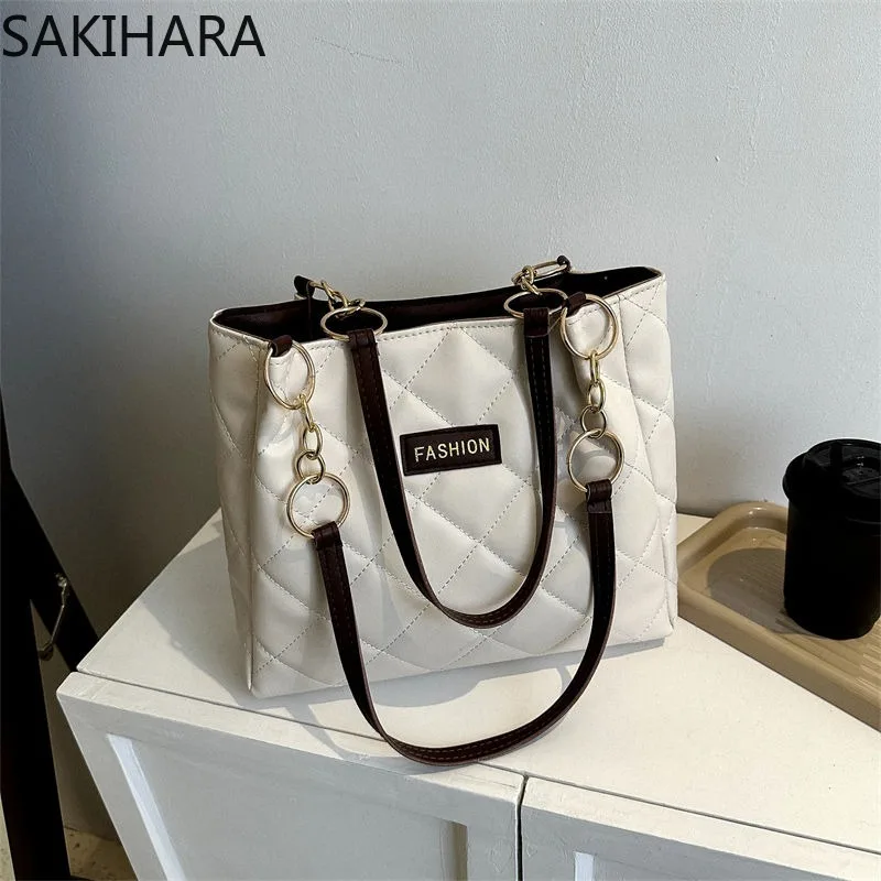 

Tote Bag for College Students Temperament Fashion Casual Large Capacity Office Lady All Match Contrast Color Bolsas Para Mujeres