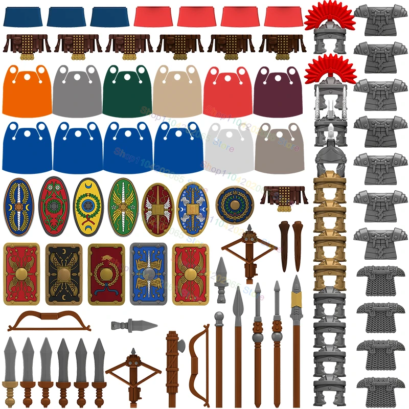 

N826-828 Grey Yellow Brown Lion helmet Roman Heavy Infantry Medieval Weapons Action Figures Building Blocks Idea Toys Gifts