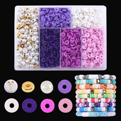 1750PCS 6MM Clay Beads for Bracelet Making Flat Round Polymer Clay Beads Spacer with Pearls Pendant DIY Jewelry Kit Necklace
