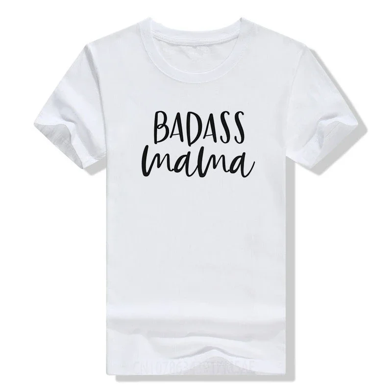 Badass Mama Clothes Women's Fashion Bad Mom Short Sleeve T-Shirt Funny Letters Print Casual Mothers Day Tee Tops Gifts