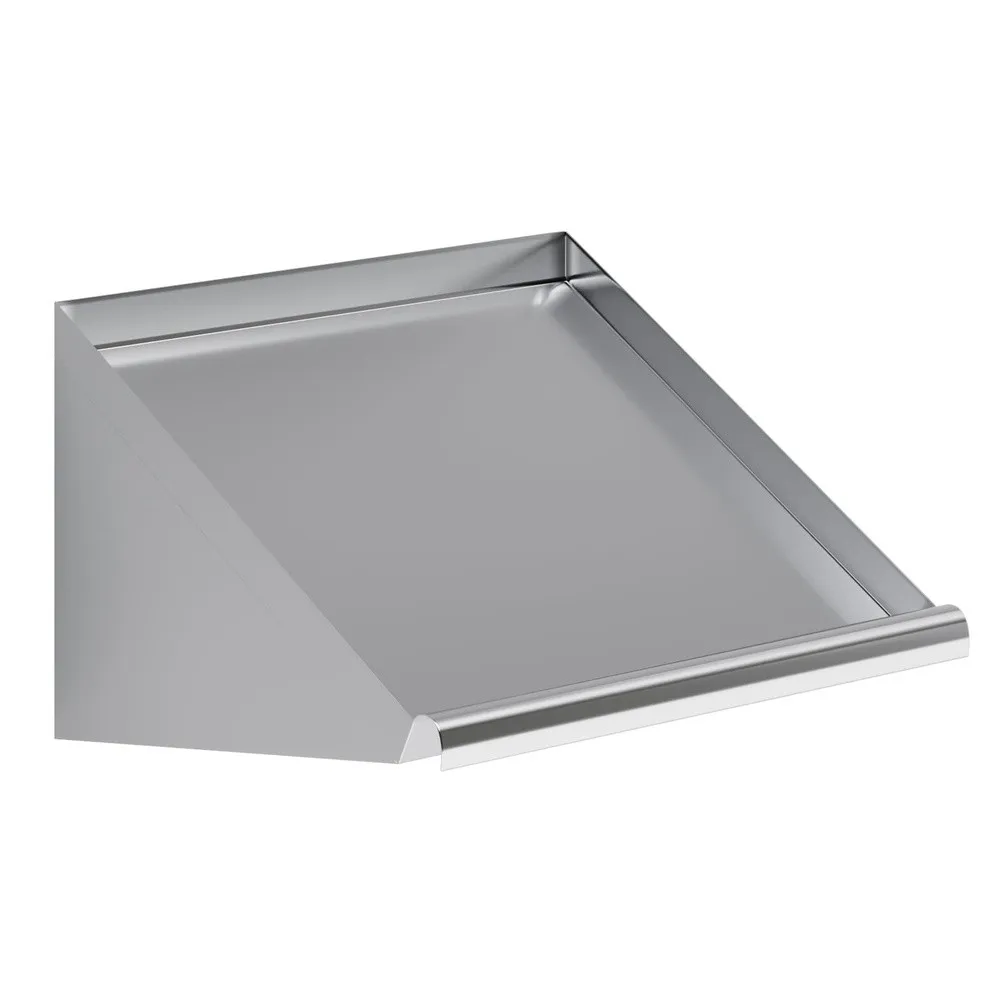 21 in. x 22 1/2 in. Stainless Steel Wall Mounted Slanted Glass Rack Shelf 65 Degree Angled 18 Gauge 304 SS Drying Shelf