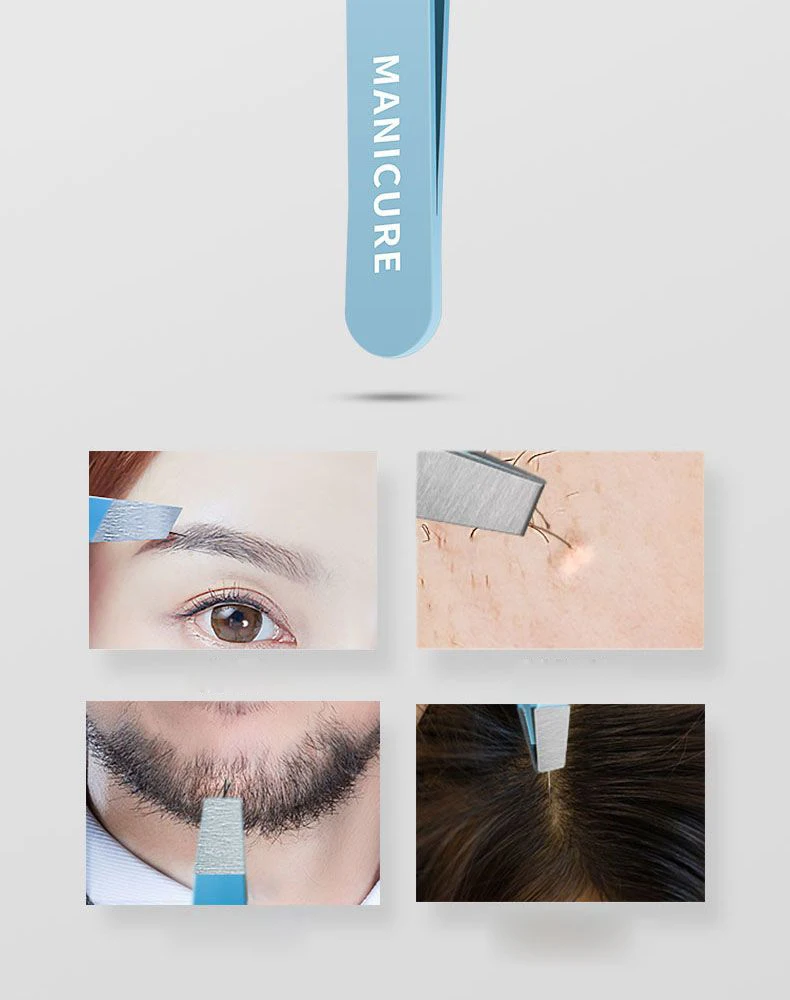 Ouriner Augenbrauenpinzette, buntes Haar, Schönheit, Abzieher für feine Haare, Edelstahl, schräge Augenbrauenklammern, Entfernung von Make-up-Werkzeugen – Detail 5