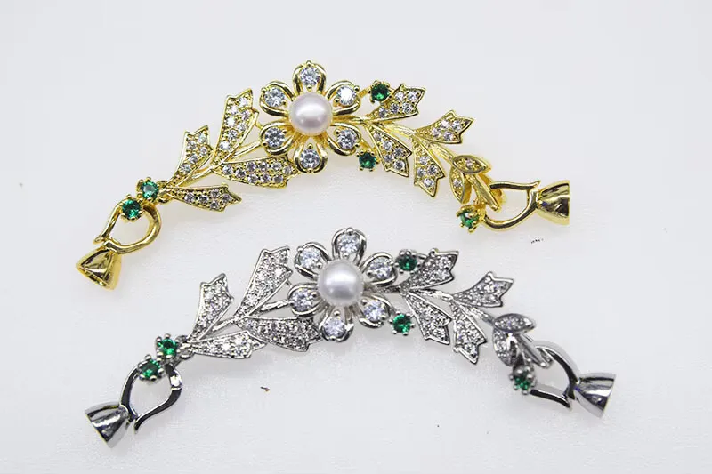 1piece freshwater pearl  Green flower Clasp hooks Jewelry accessory necklace connector wholesale  FPPJ