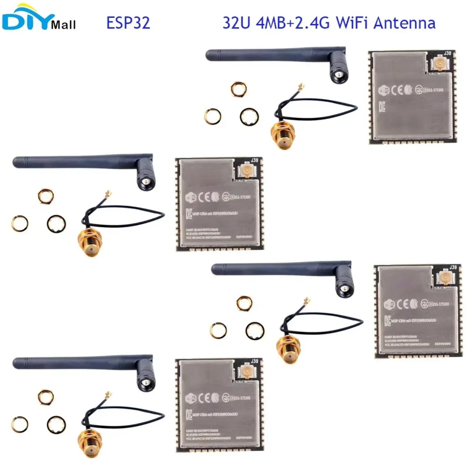 

Комплект из 4 модулей ESP32-32U 4 МБ: универсальный Wi-Fi/BT/BLE MCU-модуль с двумя ядрами процессора для ESP-32S, ESP-32+UFL с антенной Wi-Fi 2.4G (гнездо)