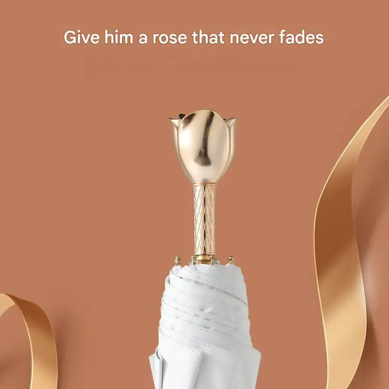 

Высококачественный роскошный зонт с розовой ручкой для девочек, хороший вигляд, зонт от солнца двойного назначения в солнечной и дождливой погоде, зонт от солнца в стиле ретро с розой