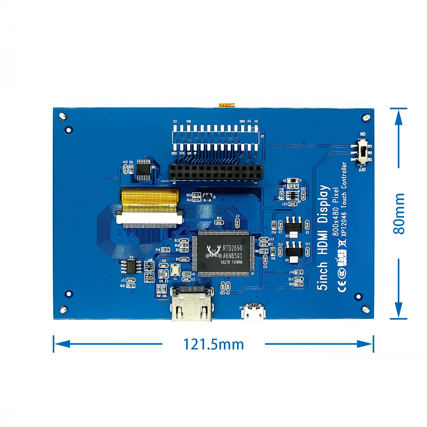 

5-дюймовый Raspberry Pi HDMI-дисплей USB емкостный сенсорный экран для Raspberry Pi 3B +/4B