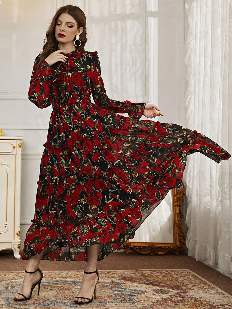 TOLEEN-Robe longue décontractée à fleurs pour femmes, belle robe de soirée élégante, vêtements de vacances, nouvelle mode, été, printemps, 2024