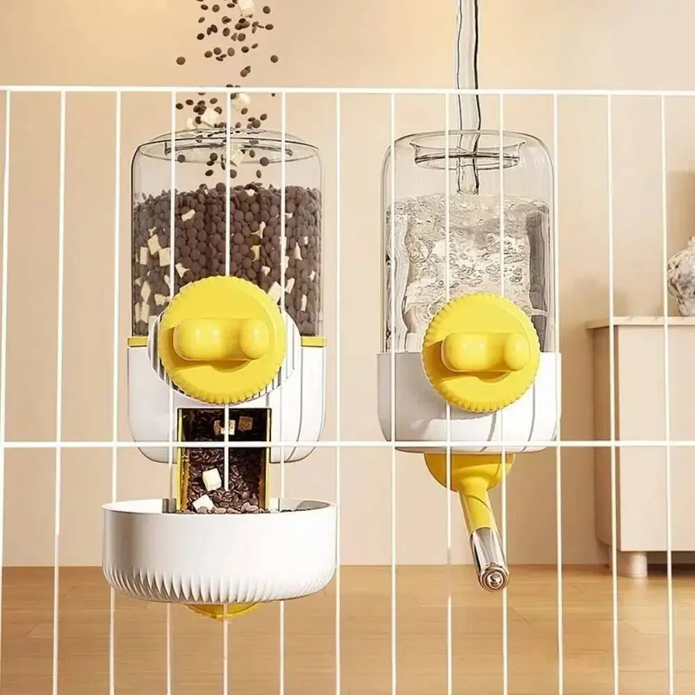 

Hanging Cage Pet Feeder Waterer Set Large Capacity Detachable Food Dispenser Gravity Bowl for Small Dog Cat Rabbit Space Saving