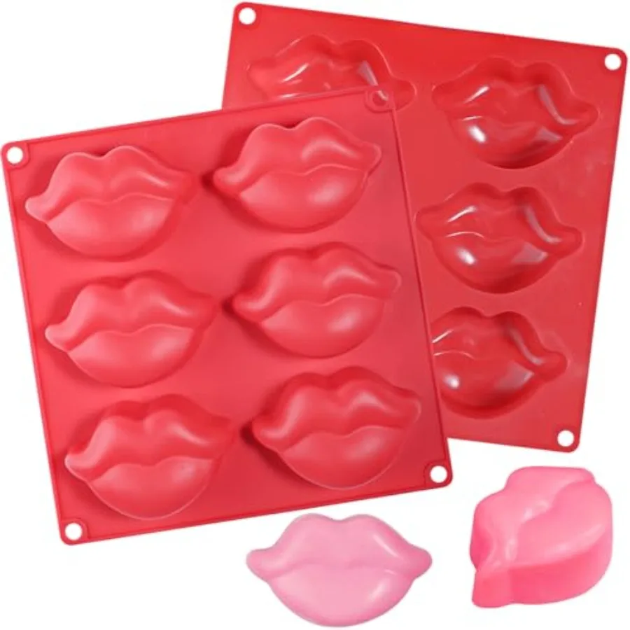 

Lips Silicone Molds 2 Pack Hot Lips Soap Molds 3D Red Lips Silicone Molds Chocolate Candy Bath Bomb Lotion Bar Mould Ice Cube T