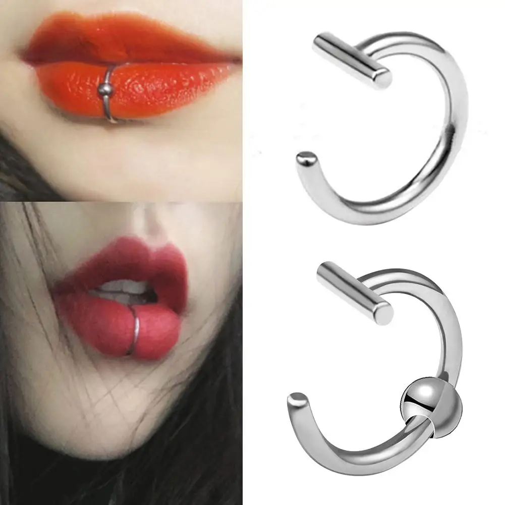 Neueste Lippen nasen ringe neutraler Punk lippen förmiger Ohr nasen clip Lippen bügel Stahl körper mit perforiertem Kunst membran schmuck g4d1