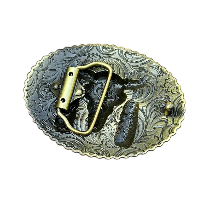 Penas Bullhead cinto fivela, estilo ocidental